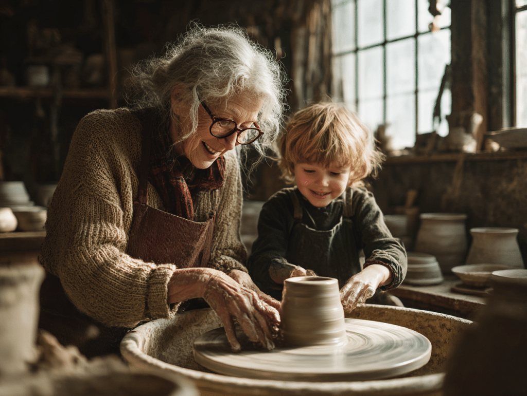 Expérience partagée : atelier poterie mamie + petit-enfant